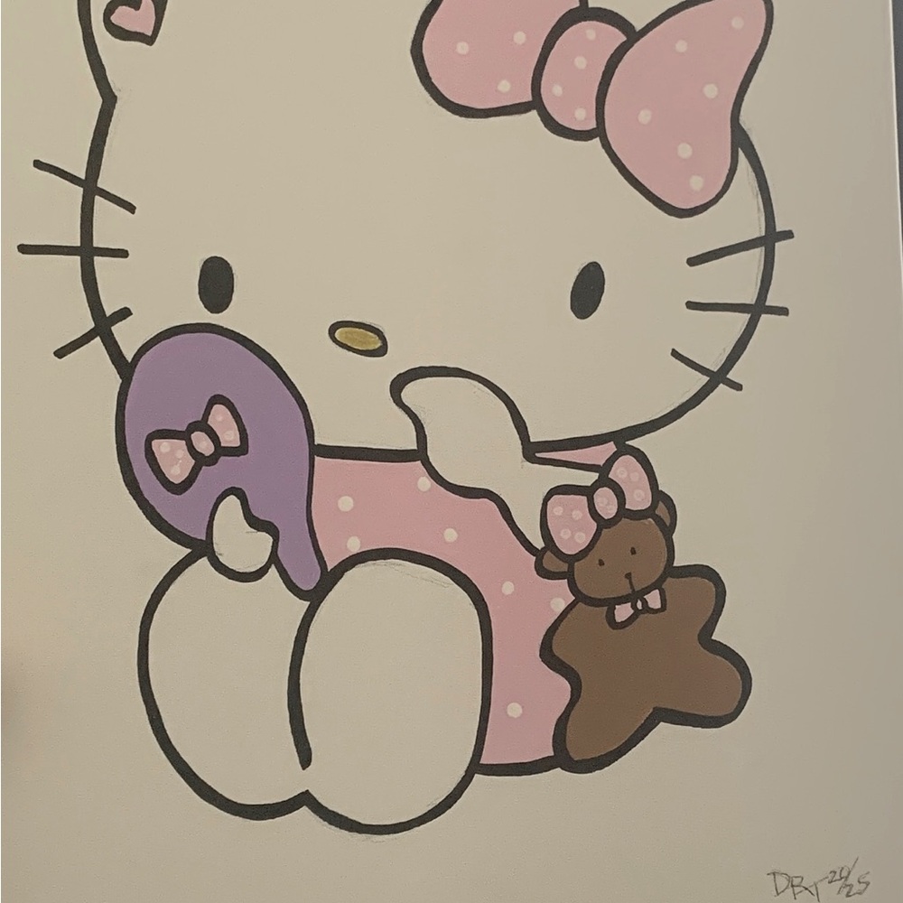 Hello Kitty Pink and Purple Wall Art size 16x20 made by me